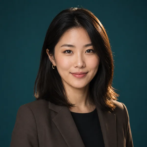 Creative / Modern AI headshot example — professional woman in her 20s (AI-generated, not a real person)